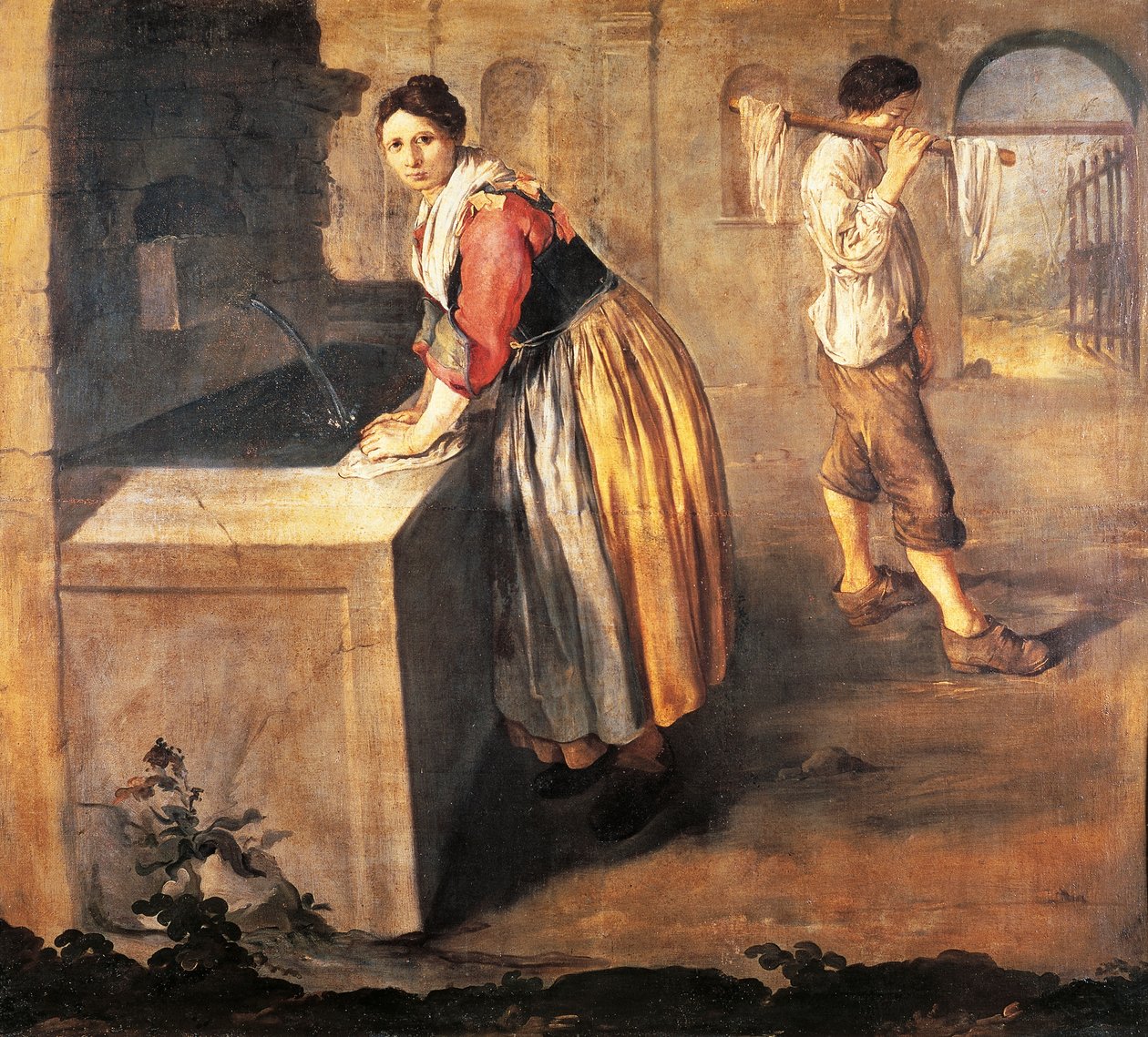 Giacomo Cerutin pesumekko, joka tunnetaan nimellä Pitocchetto (1698-1767), öljy kankaalle tekijältä Giacomo Ceruti