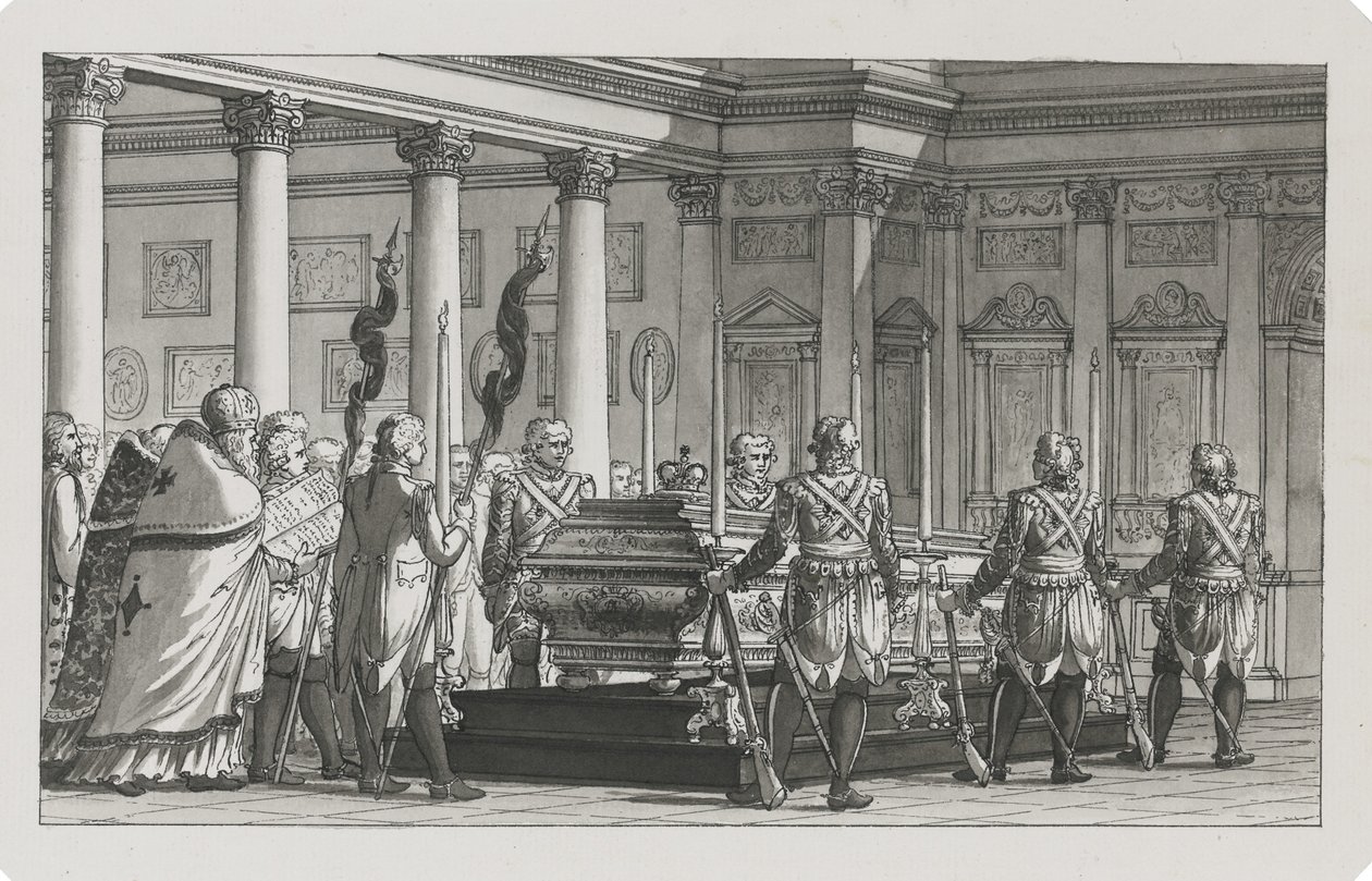Keisari Paavali I makaa valtiossa kunniavartiossa tekijältä Giacomo Antonio Domenico Quarenghi