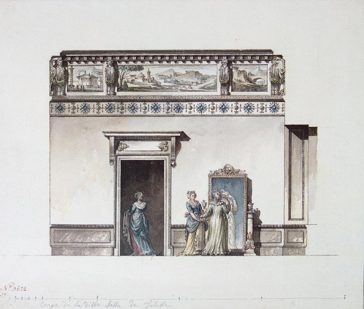Pavlovskin palatsi. Suunnittelu pukuhuoneeseen, 1790-luvun loppu tekijältä Giacomo Antonio Domenico Quarenghi