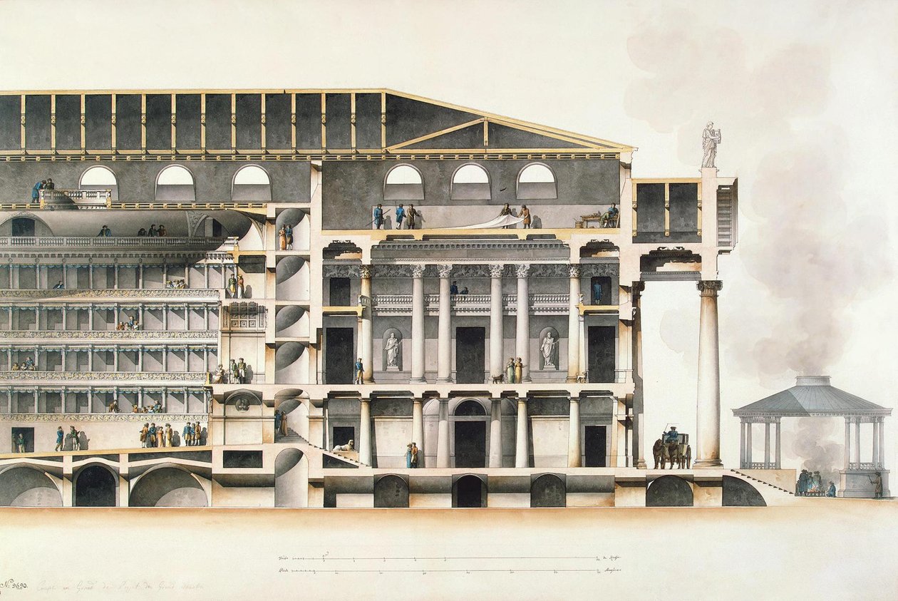 Pietarin keisarillinen Bolshoi Kamenny -teatteri, 1800-luvun alku tekijältä Giacomo Antonio Domenico Quarenghi