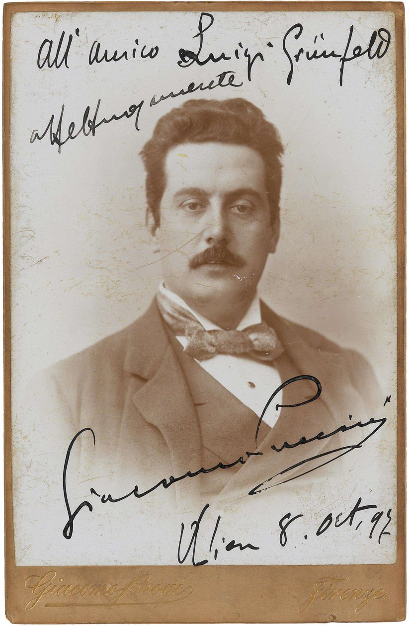 Säveltäjä Giacomo Puccinin muotokuva 1858-1924, 1897. tekijältä Giacomo Brogi