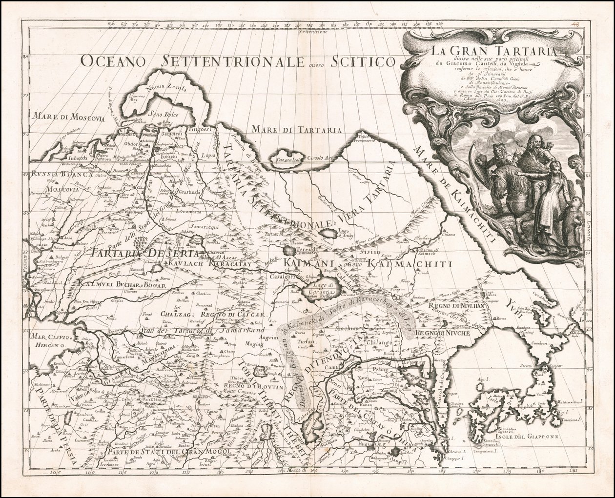 Giacomo Cantelli da Vignolan laatima Suur-Tartarian kartta vuodelta 1683. tekijältä Giacomo Cantelli