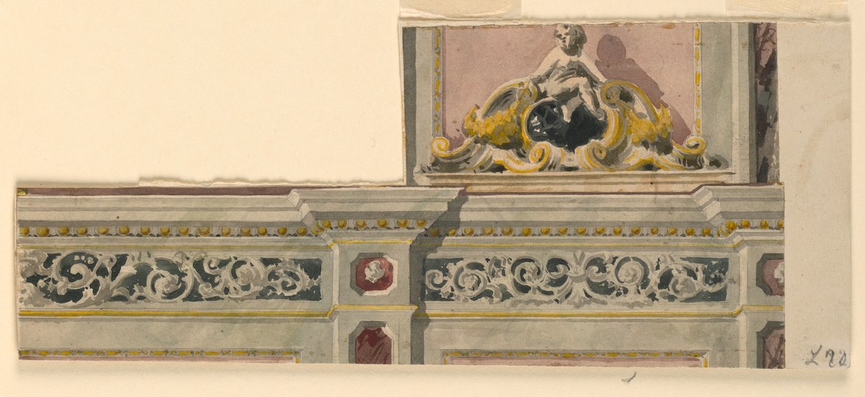 Piirustus, maalattua ovea koskeva hanke, 1850-75 tekijältä Giacomo Casa