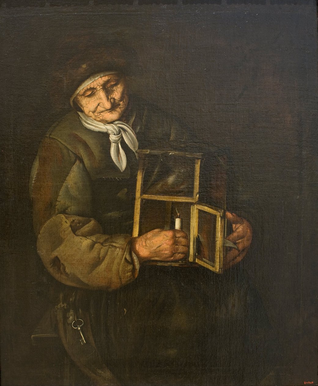 Vanha nainen lampulla tekijältä Giacomo Francesco Cipper