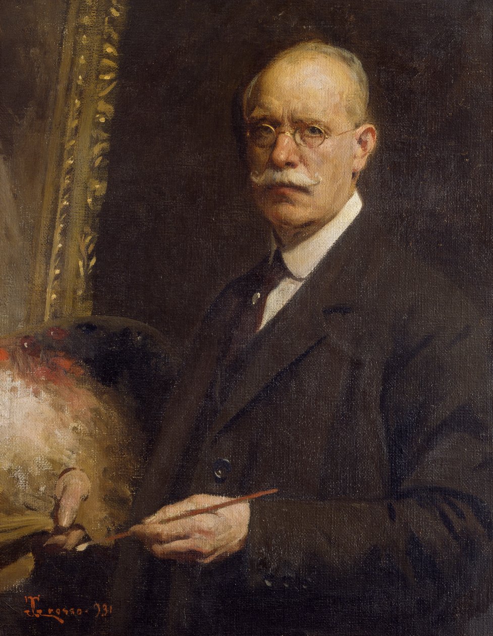 Omakuva, Giacomo Grosso (1860-1938), öljy kankaalle, 84x66 cm tekijältä Giacomo Grosso