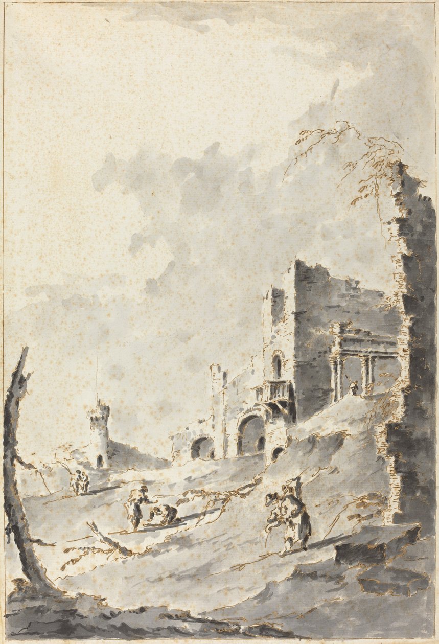 Capriccio de ruïnes clàssiques amb una fortalesa finlandesa tekijältä Giacomo Guardi