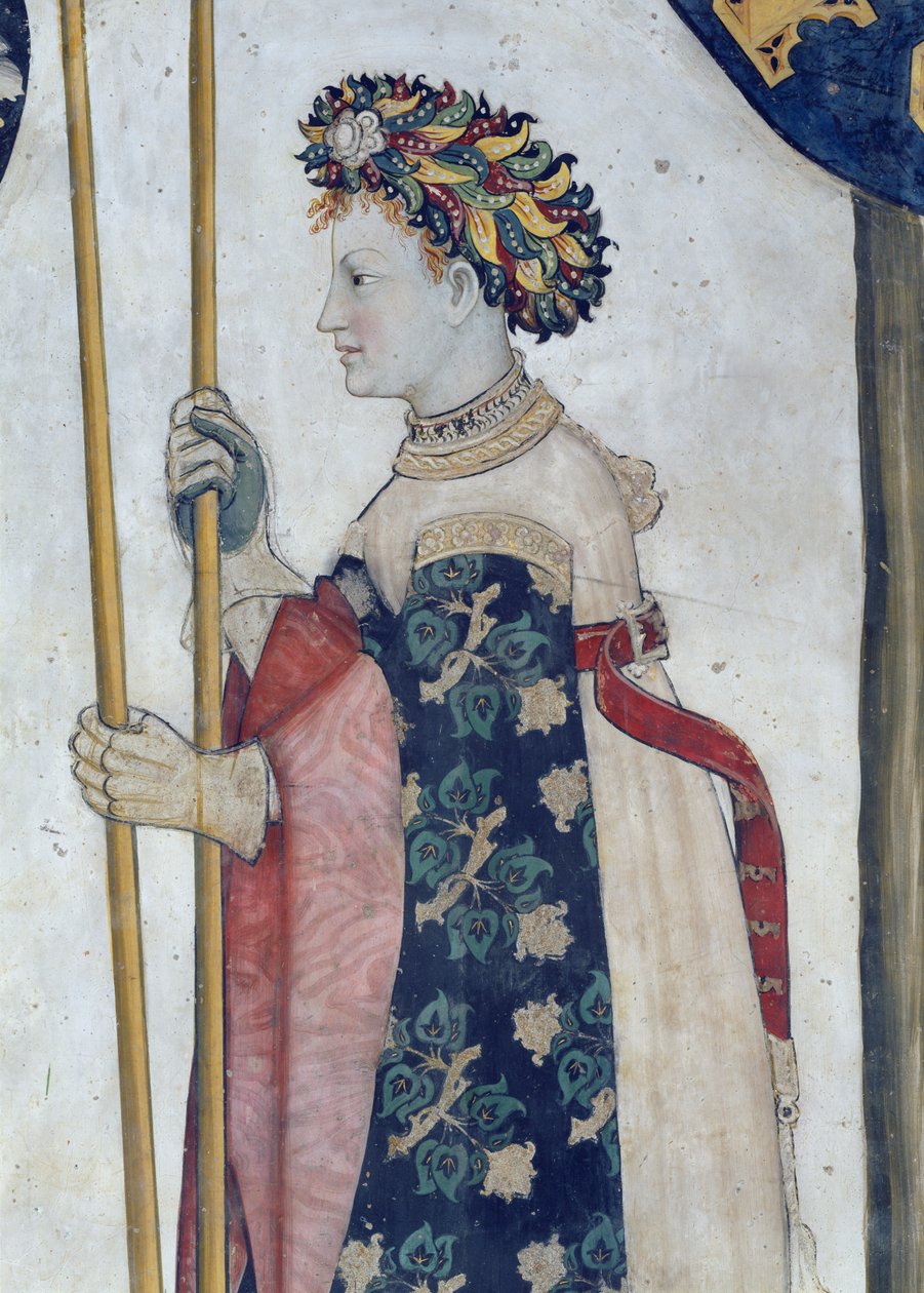 Yhdeksän arvoista ja yhdeksän arvoista naista, yksityiskohta Semiramisista, 1418-30 (fresko) tekijältä Giacomo Jaquerio