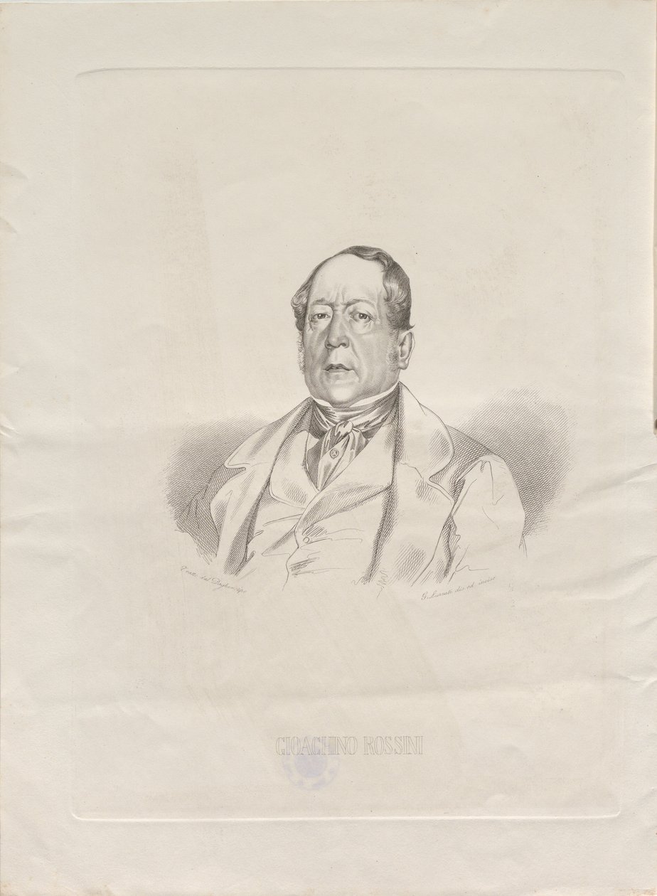 Muotokuva säveltäjä Gioachino Antonio Rossinista 1792-1868, 1852. tekijältä Giacomo Luzzati