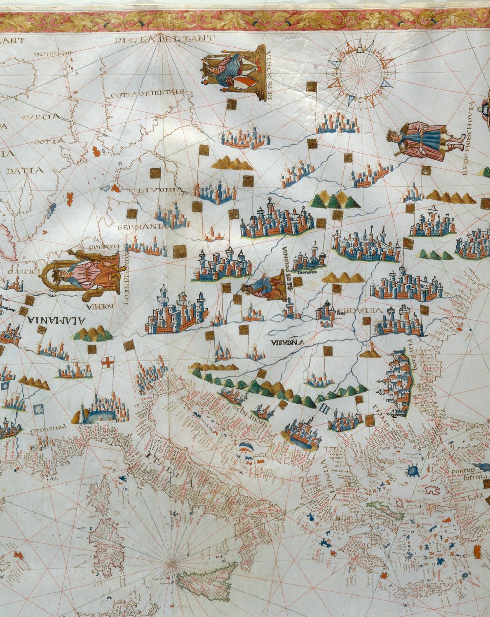 Merikartta, yksityiskohta Länsi-Euroopasta, 1564 tekijältä Giacomo Maggiolo