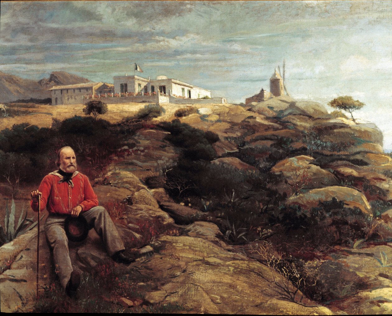 Risorgimento: "" Italialainen patriootti Giuseppe Garibaldi Capreran saarella "" Giacomo Mantegazzan (1853-1920) maalaus 1867 Milano, Risorgimenton kansallismuseo tekijältä Giacomo Mantegazza