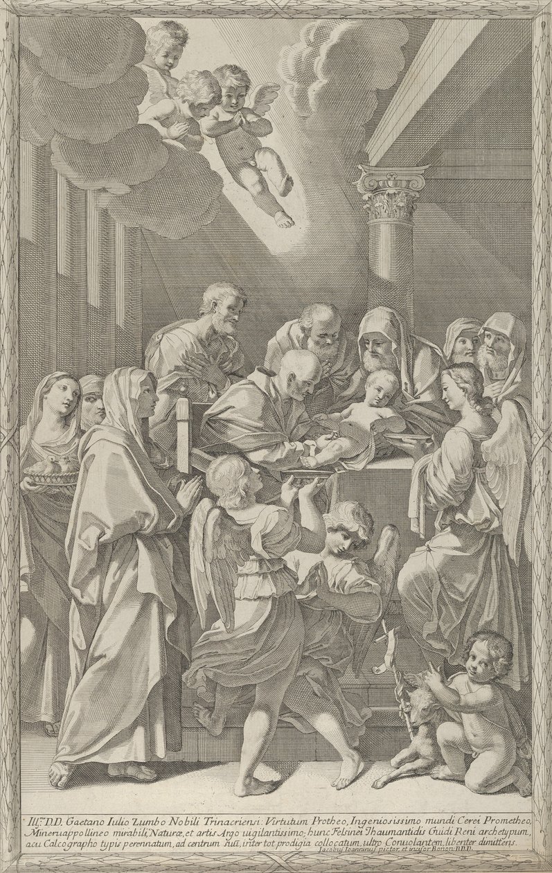 Kristuksen ympärileikkaus, joukko häntä ympäröiviä miehiä, naisia ja enkeleitä, sinä..., 1687-1717. tekijältä Giacomo Maria Giovannini