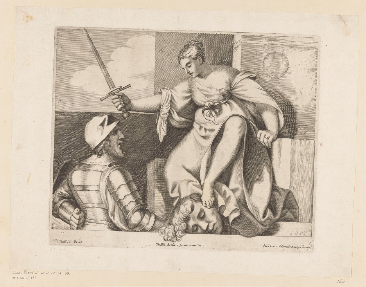 Judith Holofernesin pään kanssa Oikeus (Justitia) tekijältä Giacomo Piccini