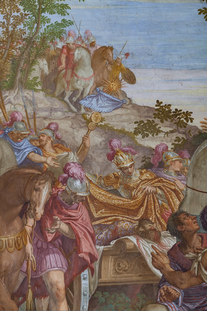Aleksanteri Suuri peittää Dareioksen ruumiin vaipalla, Pääsali tekijältä Giambattista (1526 78) Zelotti