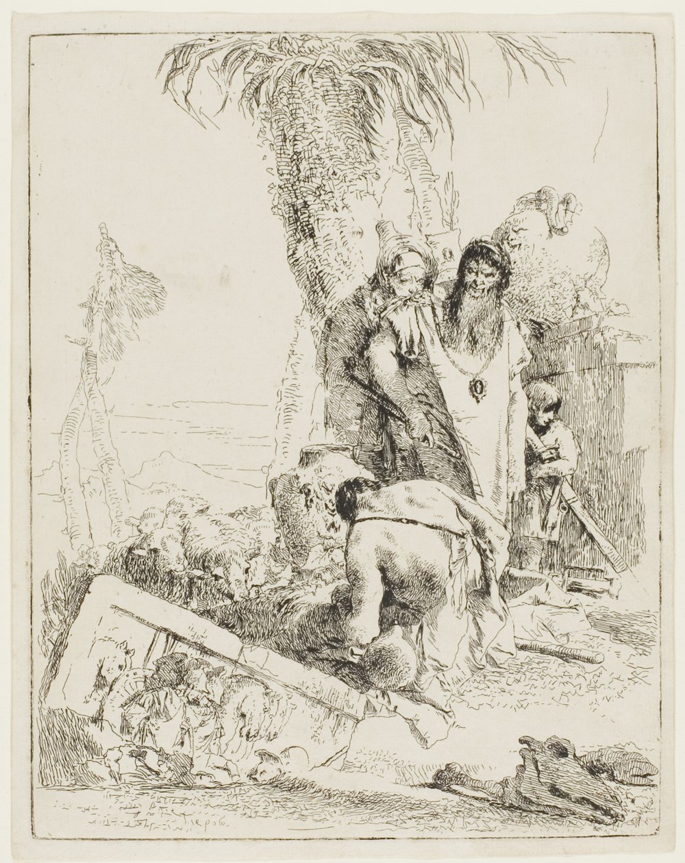 Un pastor amb dos mags, de Scherzifinnish tekijältä Giambattista Tiepolo