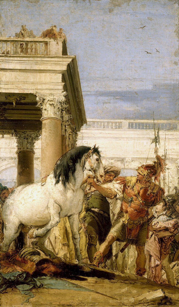 Aleksanteri kesyttää Bukefalusta tekijältä Giambattista Tiepolo