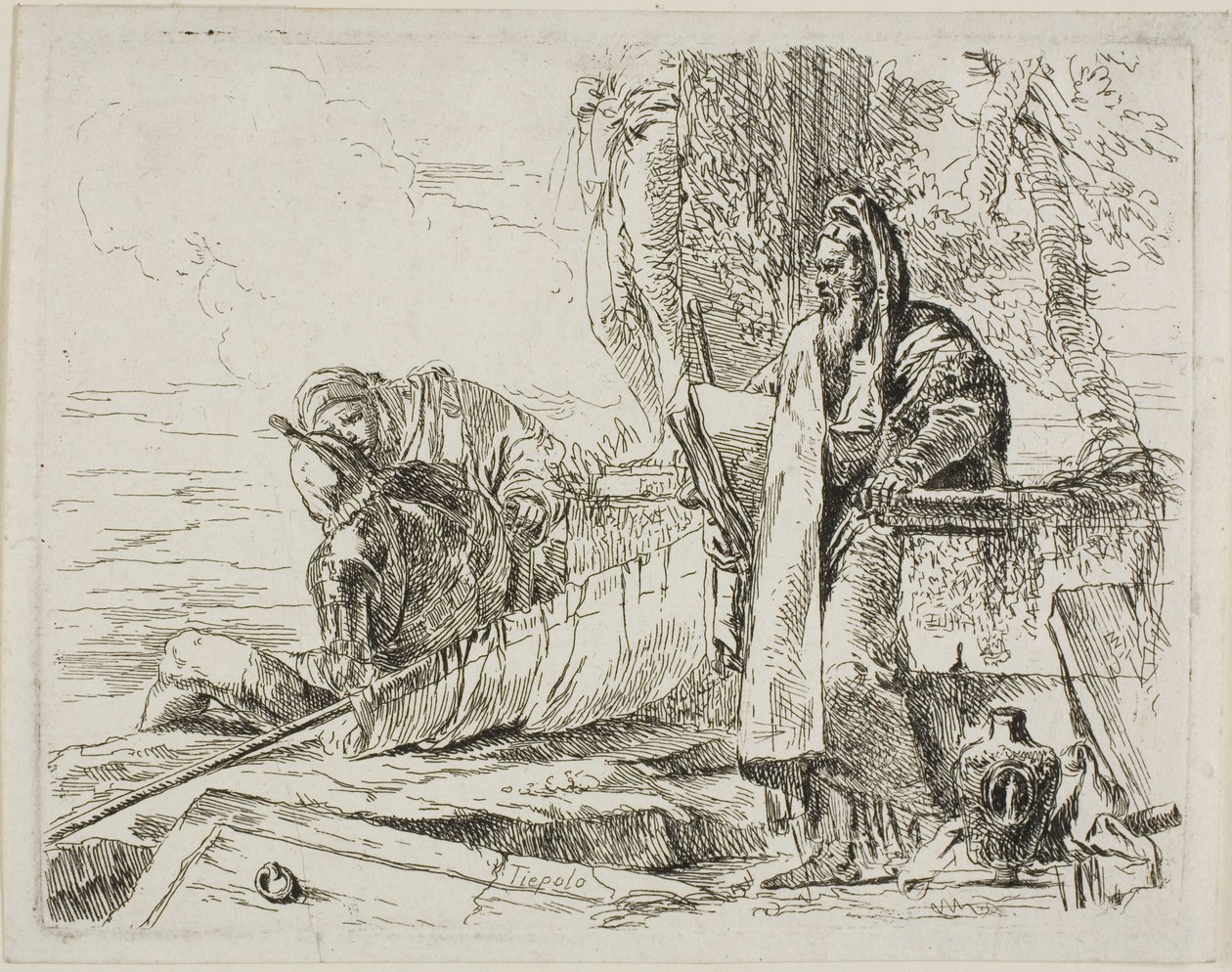 Pysyvä filosofi ja kaksi muuta hahmoa, Capricci tekijältä Giambattista Tiepolo