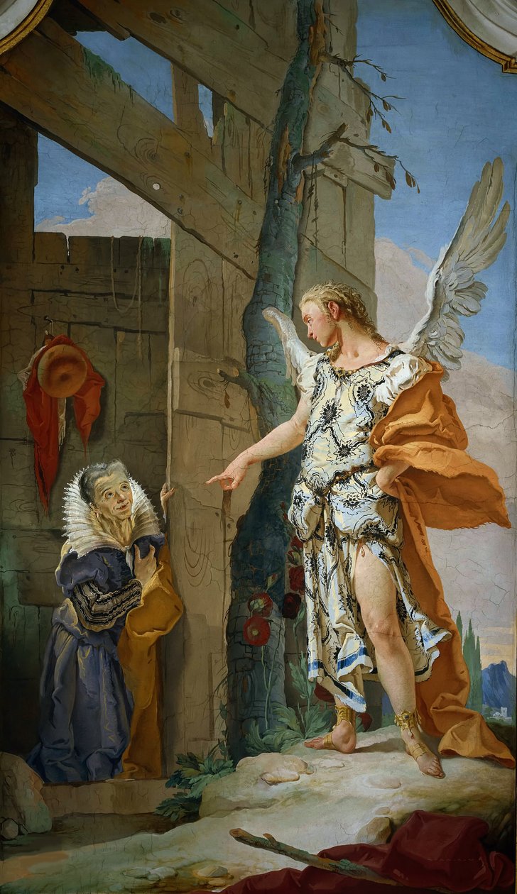 Enkelin ilmestyminen Saaran eteen, noin 1728. tekijältä Giambattista Tiepolo
