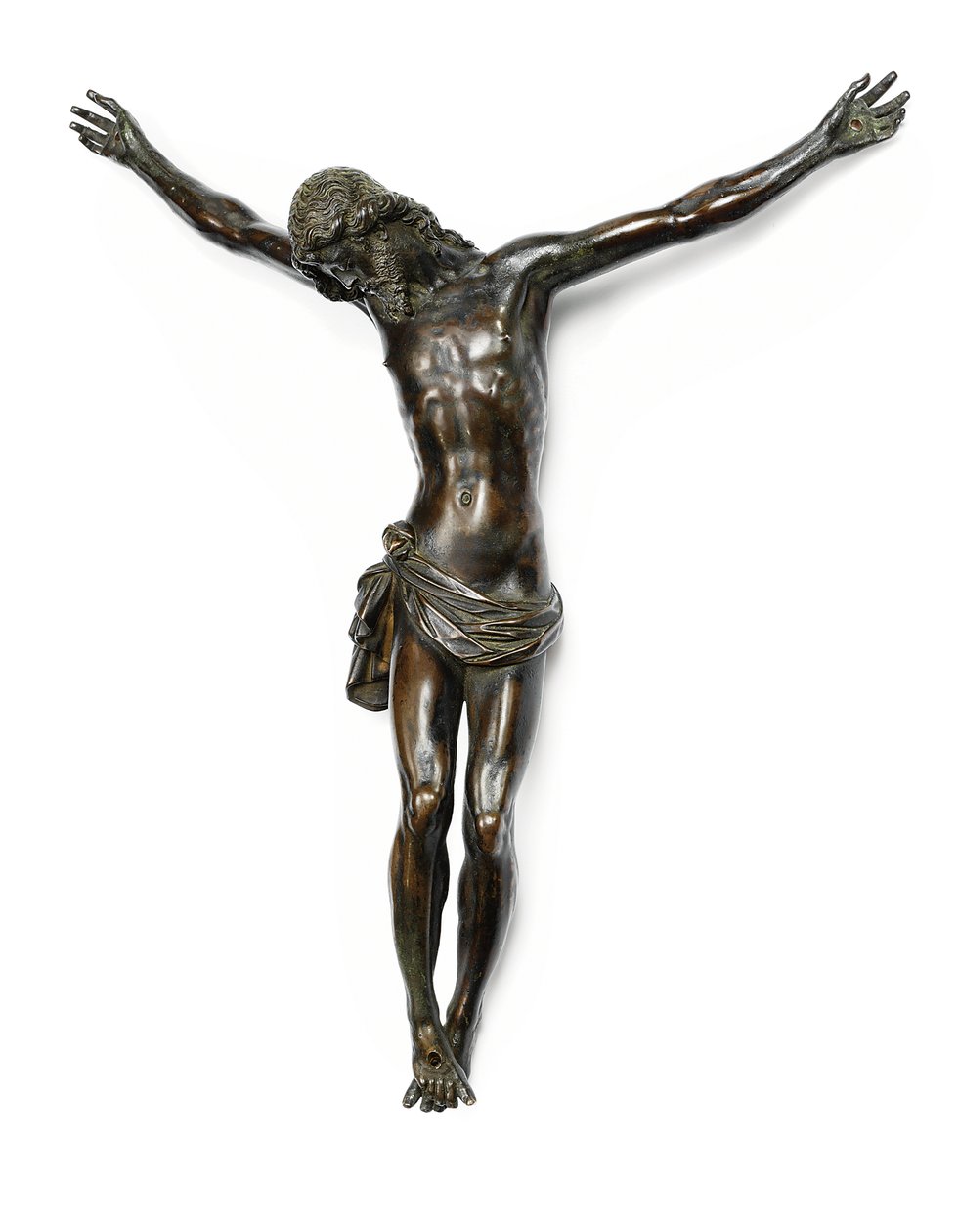 Ristiinnaulitun Kristuksen hahmo, Giambolognan mallista valettu Antonio Susinin ja työpajan ansioksi, n. 1580-1600 tekijältä Giambologna