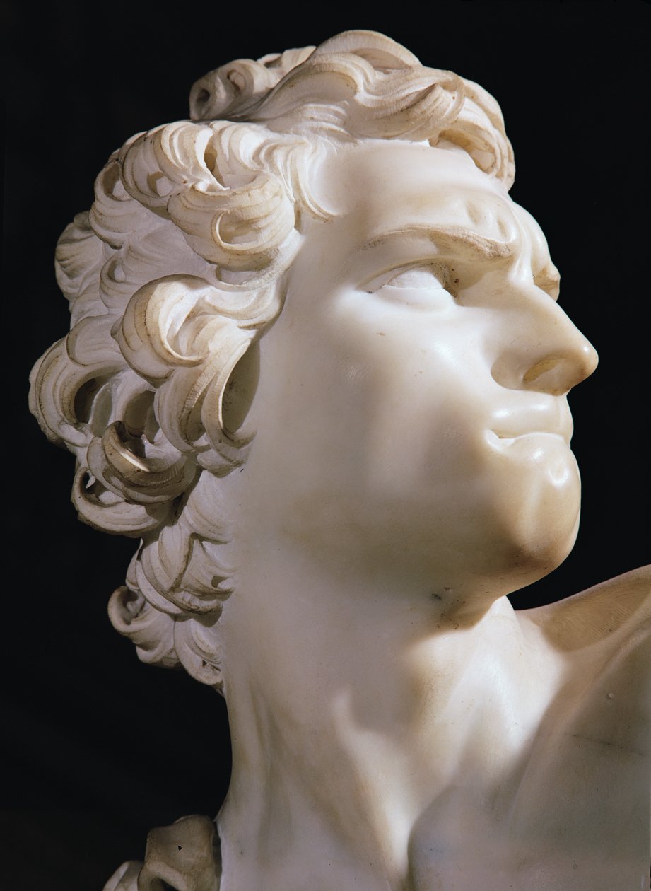David (pään yksityiskohta, oikea profiili), 1623 (marmori) tekijältä Gian Lorenzo Bernini