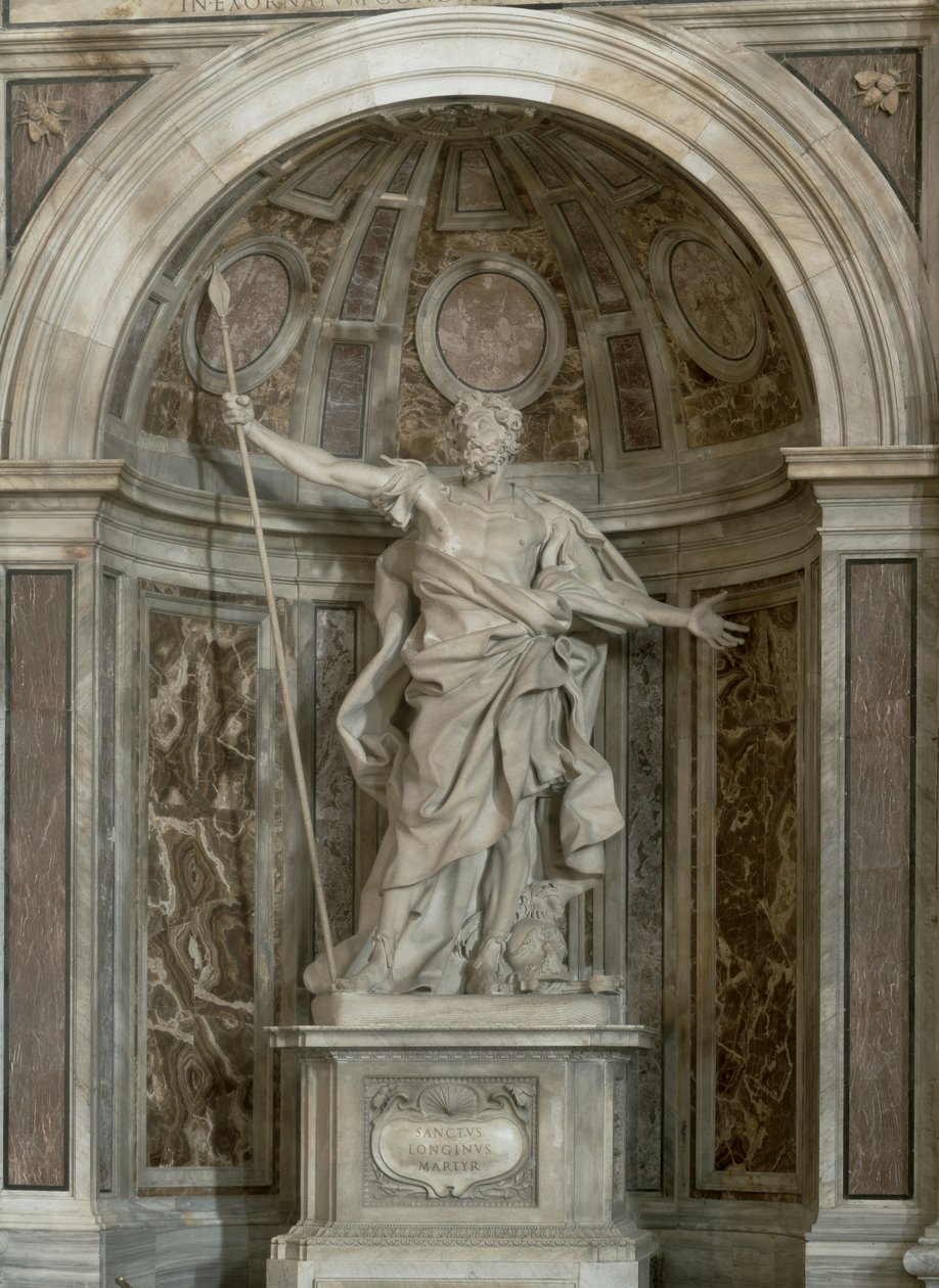 Pyhän Longinuksen patsas kupolin neljän pilarin juurella, 1631-38. tekijältä Gian Lorenzo Bernini
