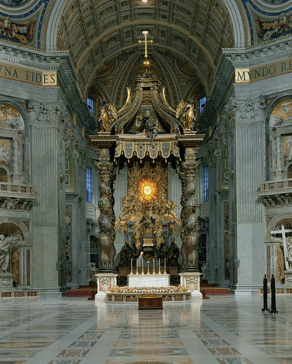 Baldacchino, korkea alttari ja Pyhän Pietarin tuoli. tekijältä Gian Lorenzo Bernini