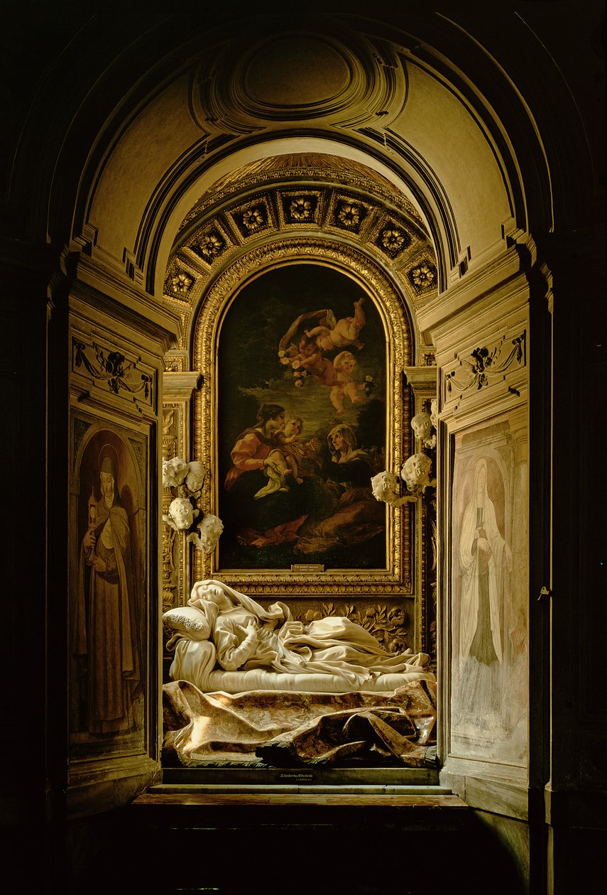 Näkymä Altieri-kappelille, jossa siunatun Ludovica Albertonin kuolema, 1675 tekijältä Gian Lorenzo Bernini