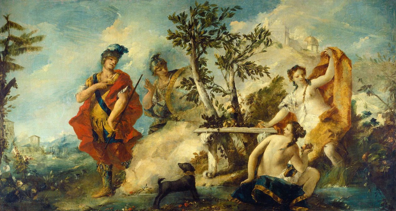 Carlo ja Ubaldo vastustavat Armidan nymfien lumoa tekijältä Gian Antonio Guardi and Francesco Guardi
