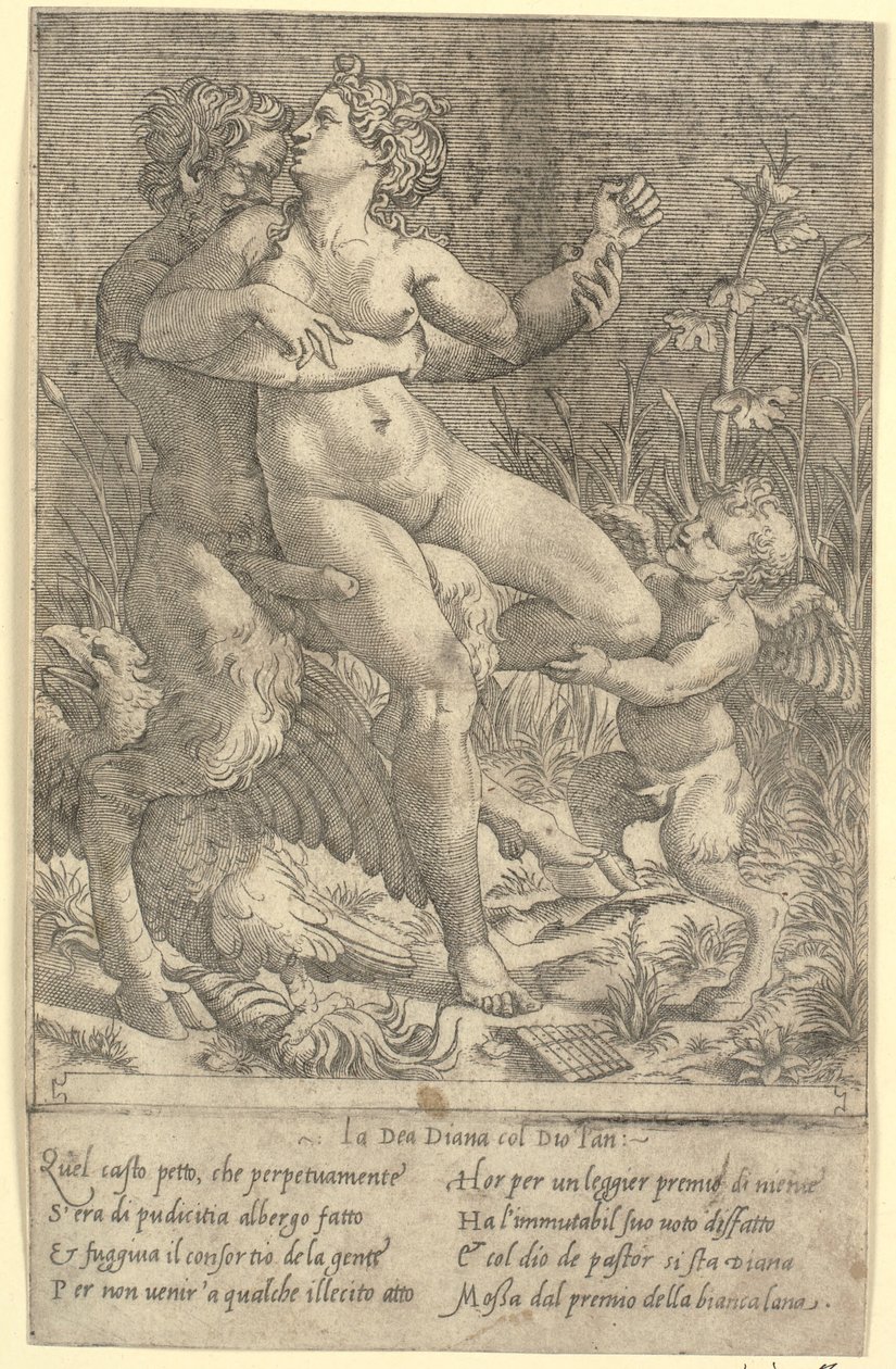 Jupiter muuttui Satyriksi ja Dianaksi tekijältä Gian Jacopo Caraglio
