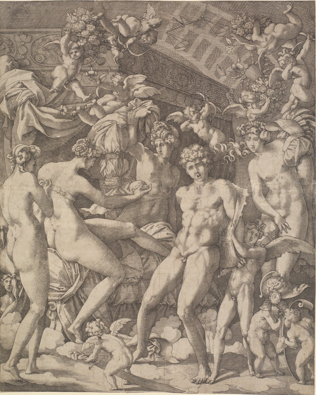Venus ja Mars amorien ja kolmen armon kanssa tekijältä Gian Jacopo Caraglio
