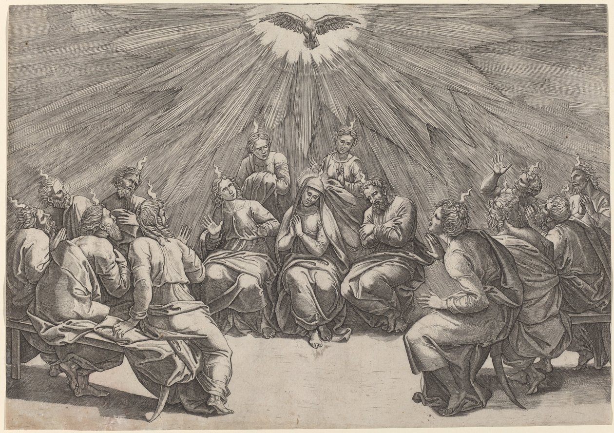 Helluntai tekijältä Gian Jacopo Caraglio after Raphael