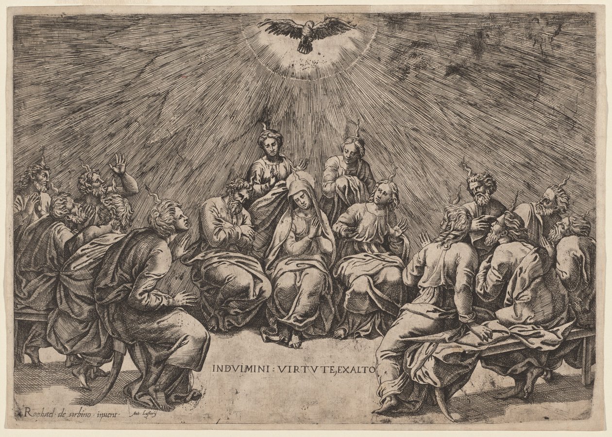 Helluntai tekijältä Gian Jacopo Caraglio, after Raphael
