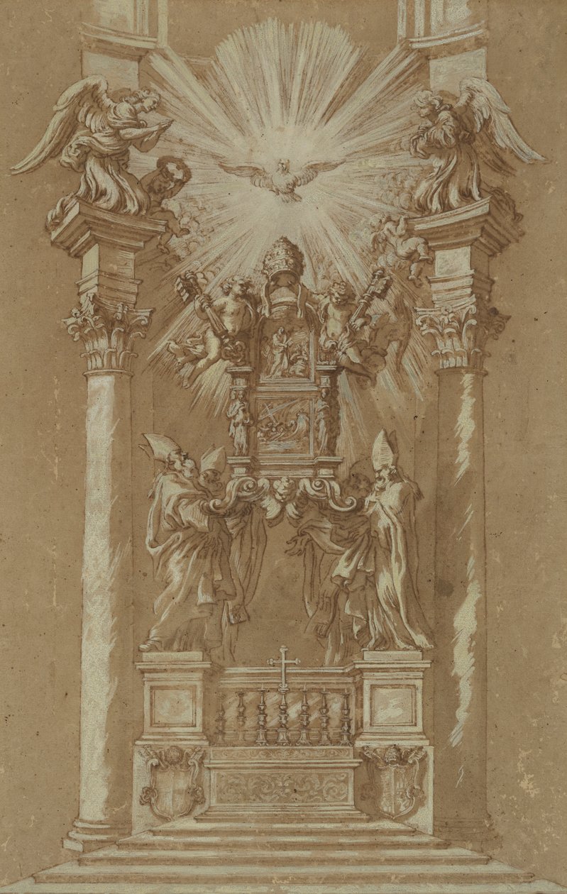 Tutkimus Pyhän Pietarin "Cattedra" tekijältä Gian Lorenzo (studio of) Bernini