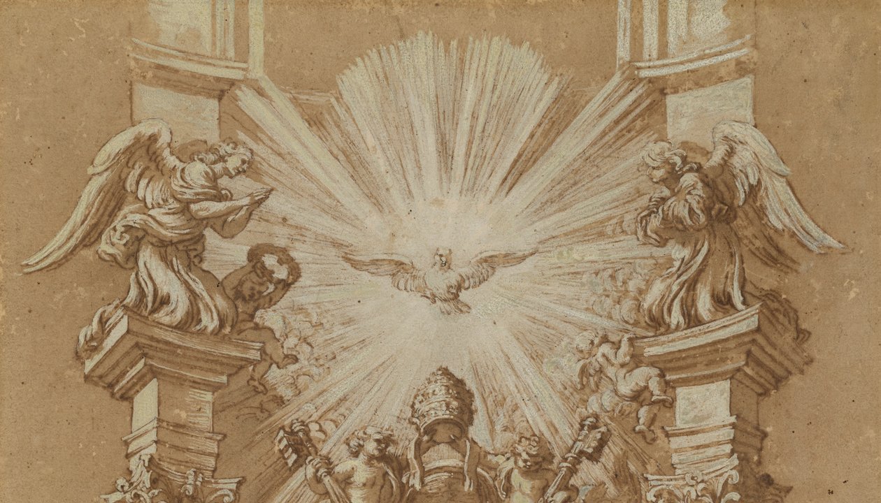 Tutkimus Pyhän Pietarin "Cattedra" tekijältä Gian Lorenzo (studio of) Bernini