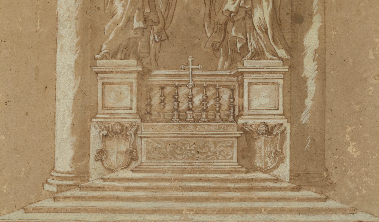 Tutkimus Pyhän Pietarin "Cattedra" tekijältä Gian Lorenzo (studio of) Bernini