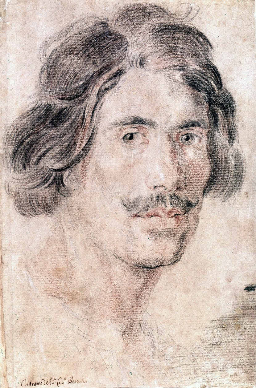 Omakuva Gian Lorenzo Berninistä (Bernin) (1598 - 1680), italialainen kuvanveistäjä, taidemaalari ja arkkitehti. National Prints and Drawings Department, Rooma. tekijältä Gian Lorenzo Bernini