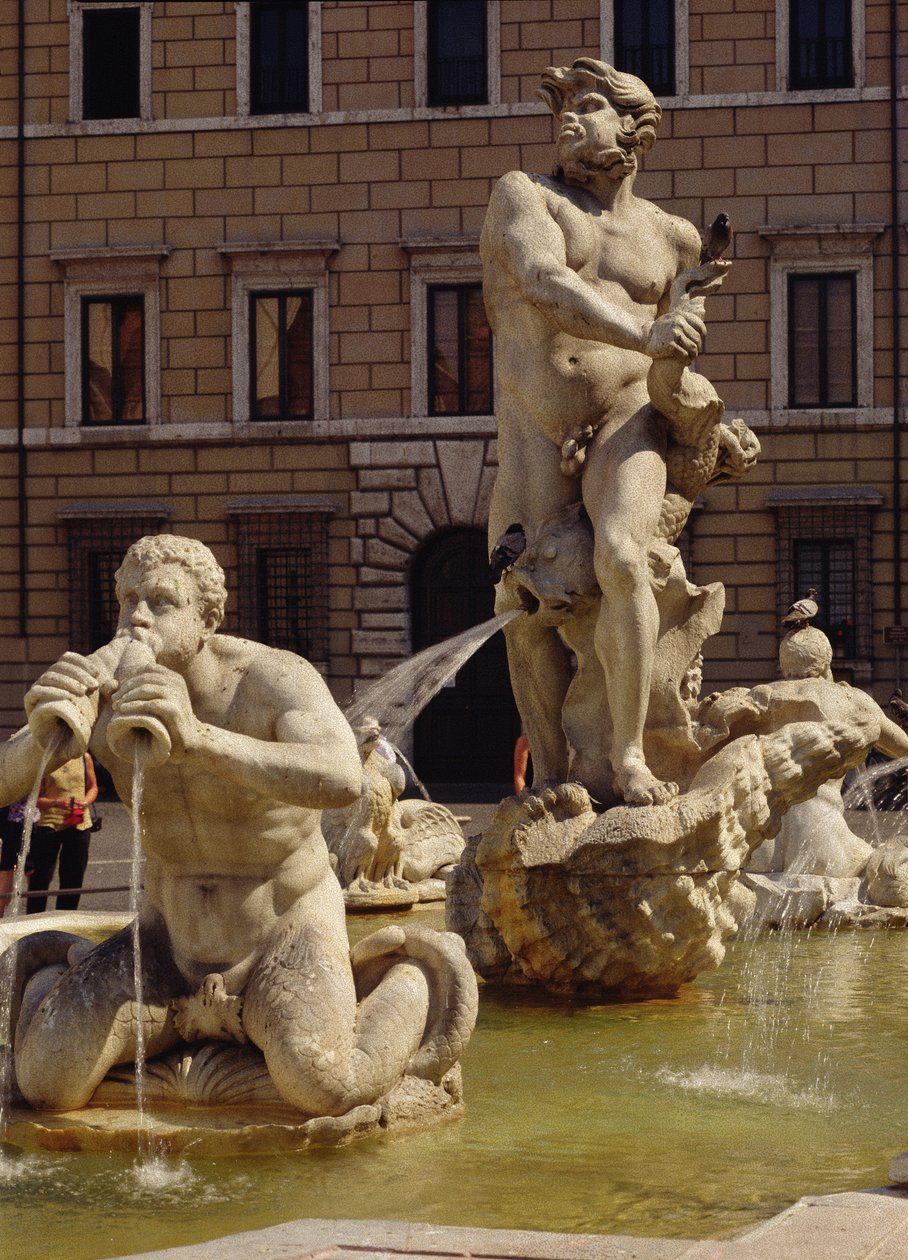 Moro-suihkulähde, yksityiskohta jokijumalista ja hirviöistä, 1653-5, kivi yksityiskohta 96887:stä tekijältä Gian Lorenzo Bernini