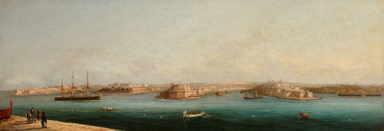 Suuri satama ja kolme kaupunkia Vallettan laiturilta, 1869 tekijältä Giancinto Gianni
