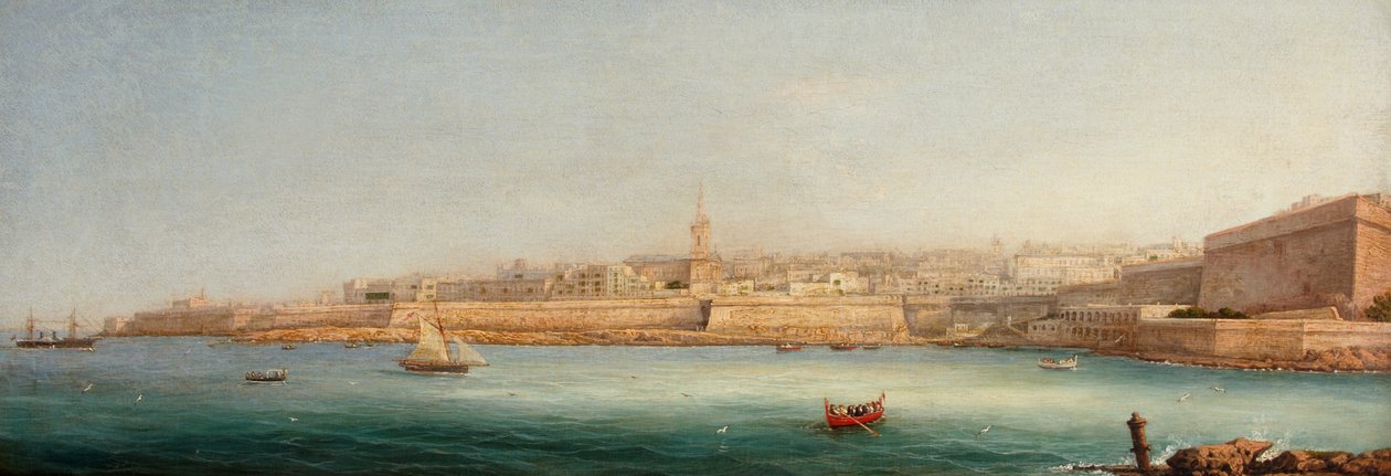 Näkymä Vallettaan Manoelin saarelta, 1869 tekijältä Giancinto Gianni