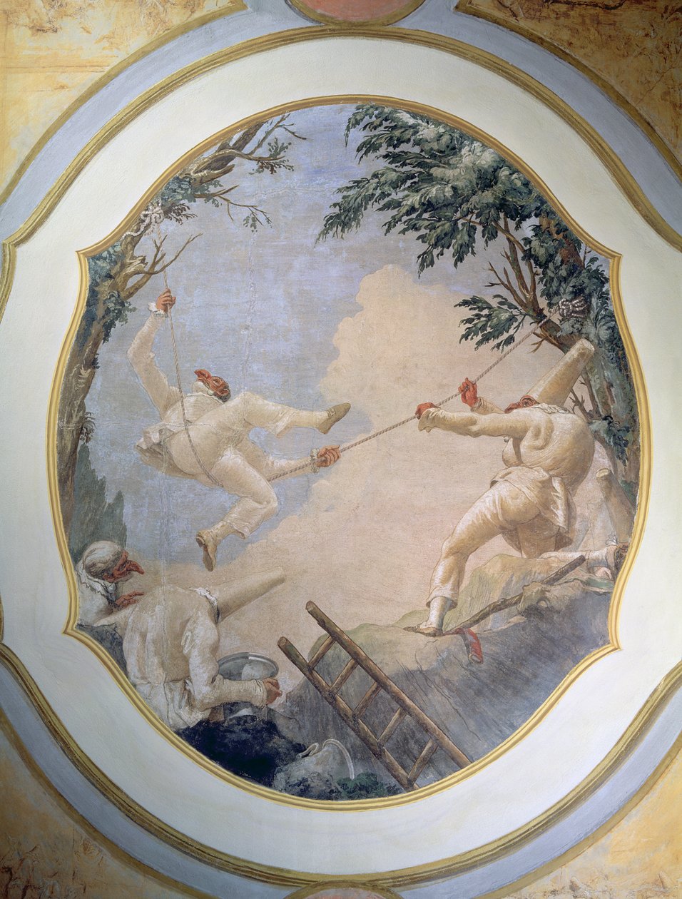 Pulcinella keinussa, 1797 tekijältä Giovanni Domenico Tiepolo