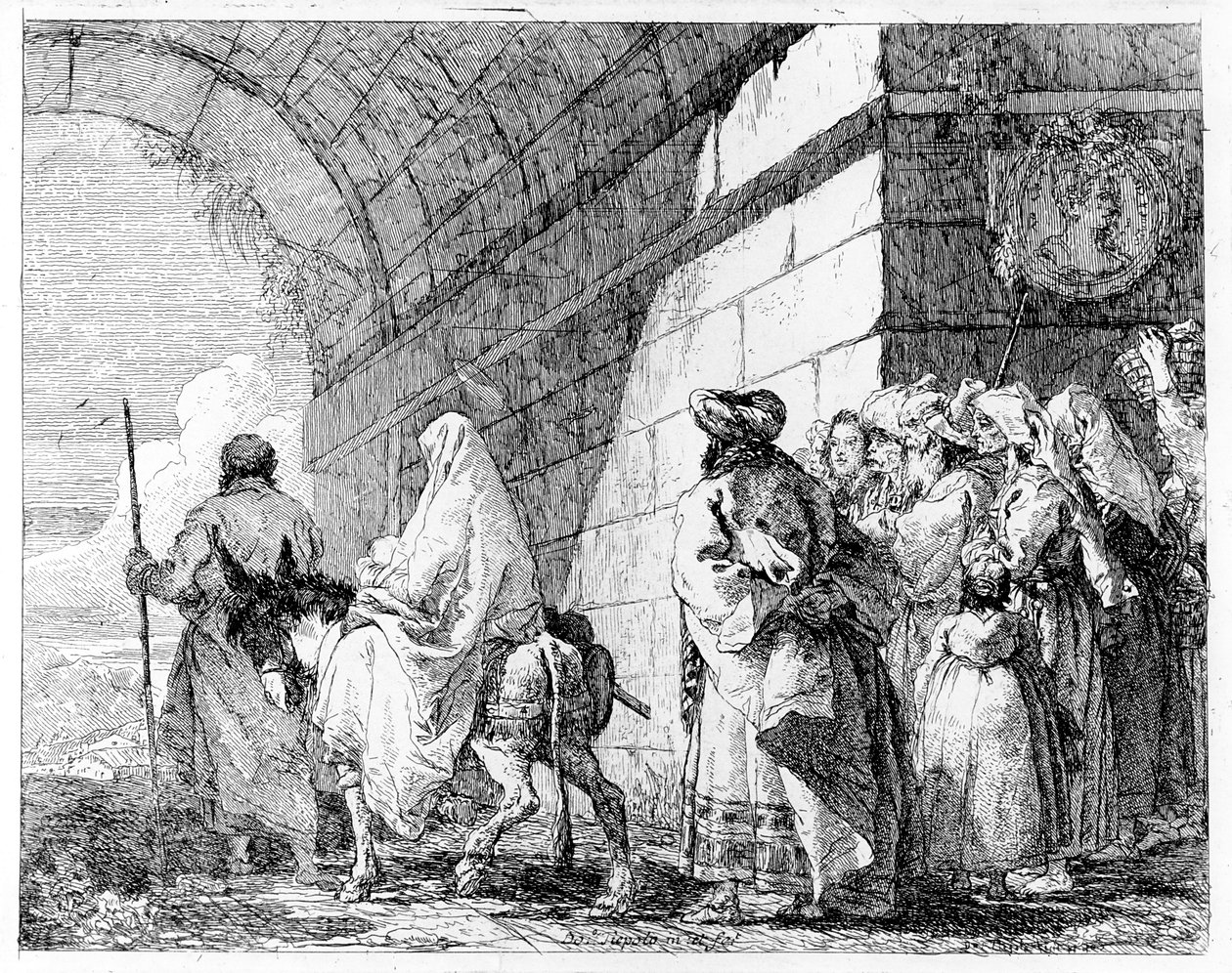 Lento Egyptiin, noin 1750 tekijältä Giovanni Domenico Tiepolo