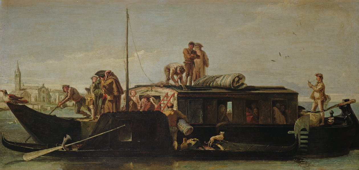 Venetsialainen postiproomu, 176070 tekijältä Giovanni Domenico Tiepolo