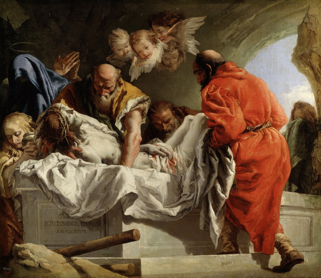 La Mise au tombeau - Kristuksen hautaus - Tiepolo, Giandomenico (1727-1804) - 1772 - Öljy kankaalle - 124x144 - Museo del Prado, Madrid tekijältä Giandomenico  Tiepolo