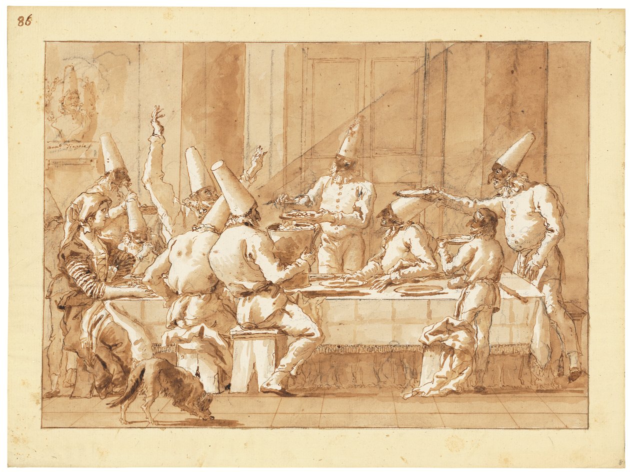 Punchinellosin juhla-ateria tekijältä Giandomenico (1727 1804) Tiepolo