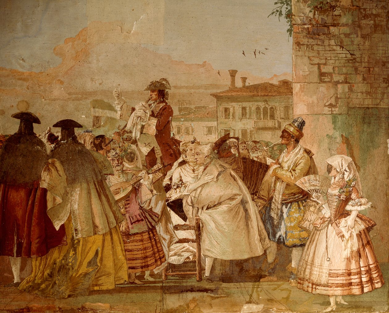 Charlatan, Giandomenico Tiepolo (1727-1804), fresko, karnevaalikohtausten huone, Foresteriassa (vierastalo) Villa Valmarana 
