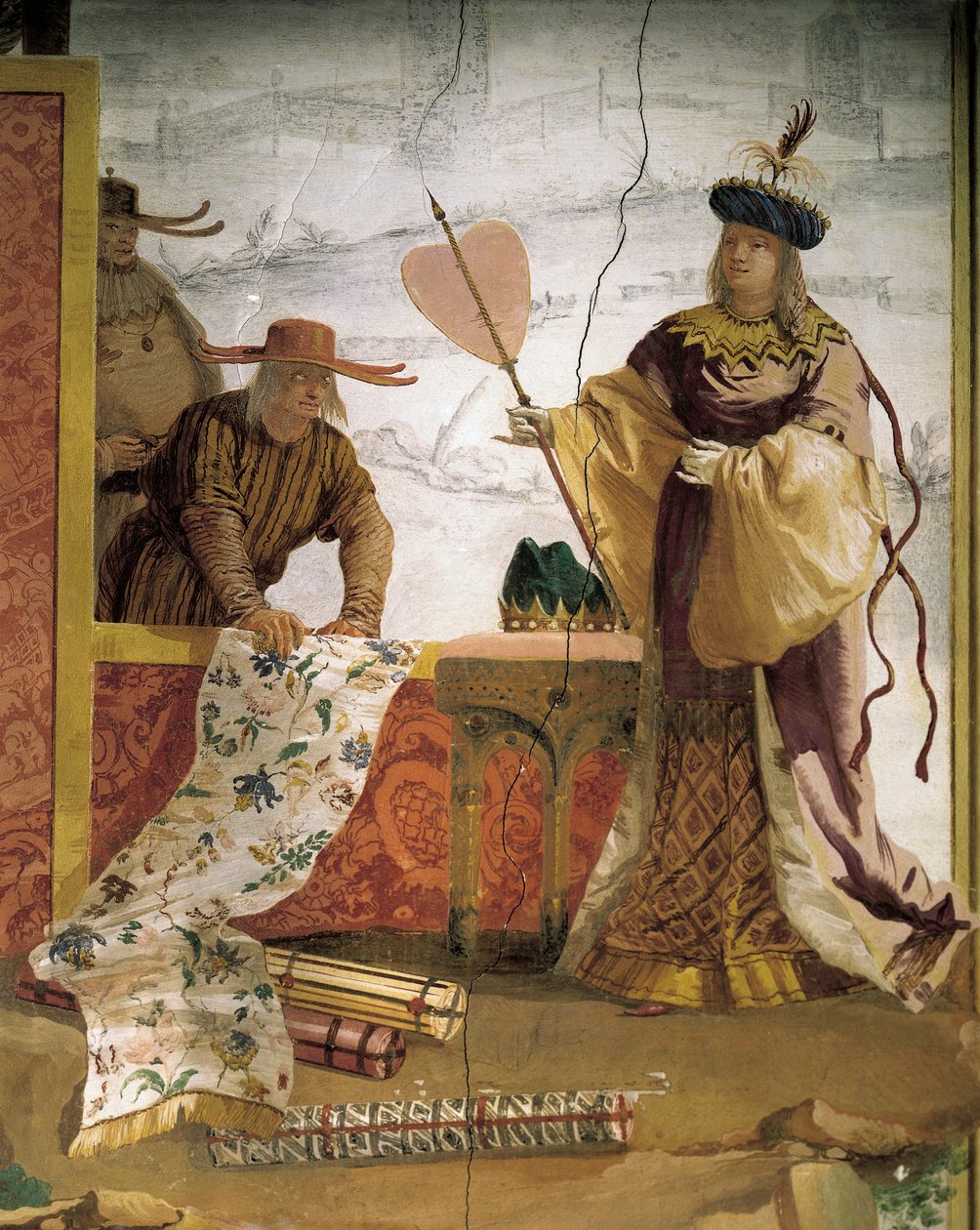 Kiinalainen tekstiilikauppias, kirjoittanut Giandomenico Tiepolo (1727-1804), fresko, kiinalainen huone Foresteriassa (vierastalo), Villa Valmarana 