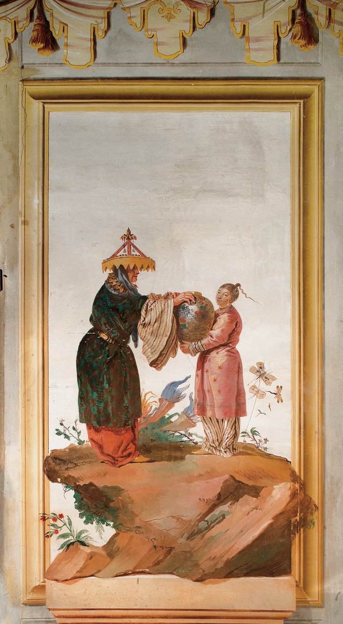 Kaksi hahmoa maljakon kanssa, Foresterian kiinalaisesta huoneesta tekijältä Giovanni Domenico Tiepolo