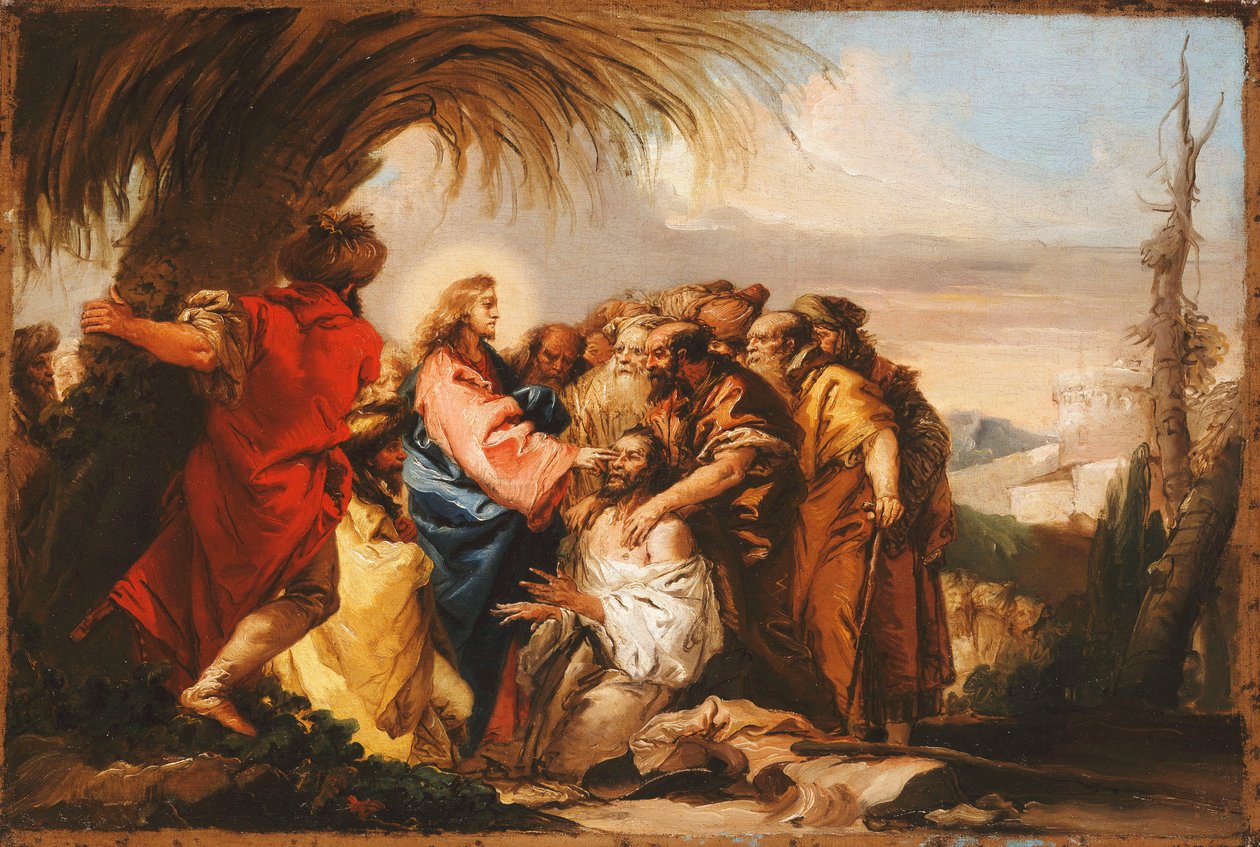 Kristus parantaa sokean miehen, n. 1751 tekijältä Giovanni Domenico Tiepolo