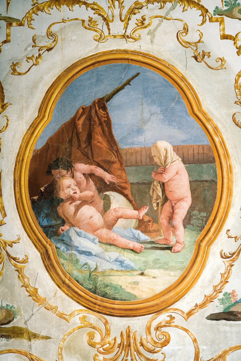 Fresko Putti-huoneesta, Foresteriassa (vierastalo) 1757 tekijältä Giovanni Domenico Tiepolo