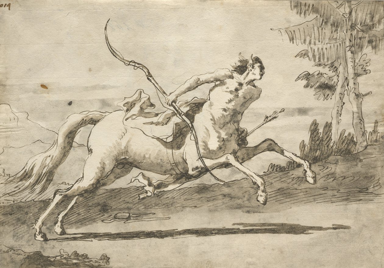Laukkaa kentauri, n. 1755-1765 tekijältä Giovanni Domenico Tiepolo