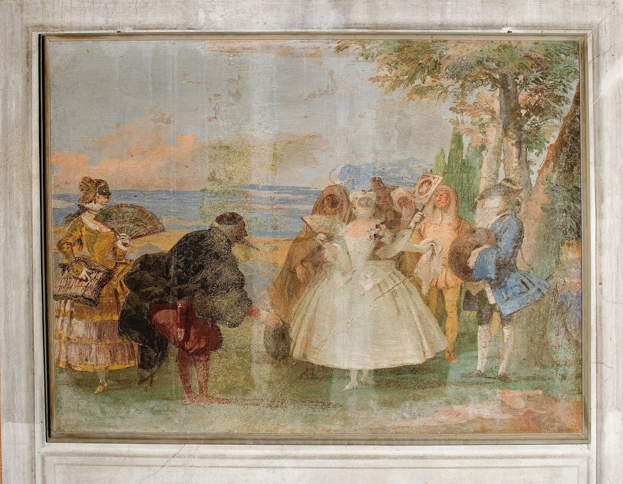 Menuetti Pantaloonin ja Colombinen kanssa, Foresterian karnevaalikohtausten huoneesta, 1757 tekijältä Giovanni Domenico Tiepolo